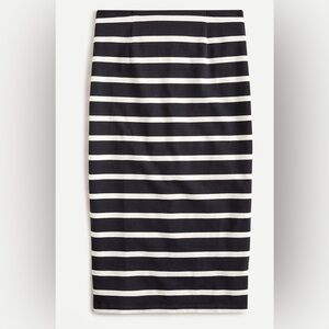 J Crew 100% Cotton Blue and White Striped Midi Pencil Skirt